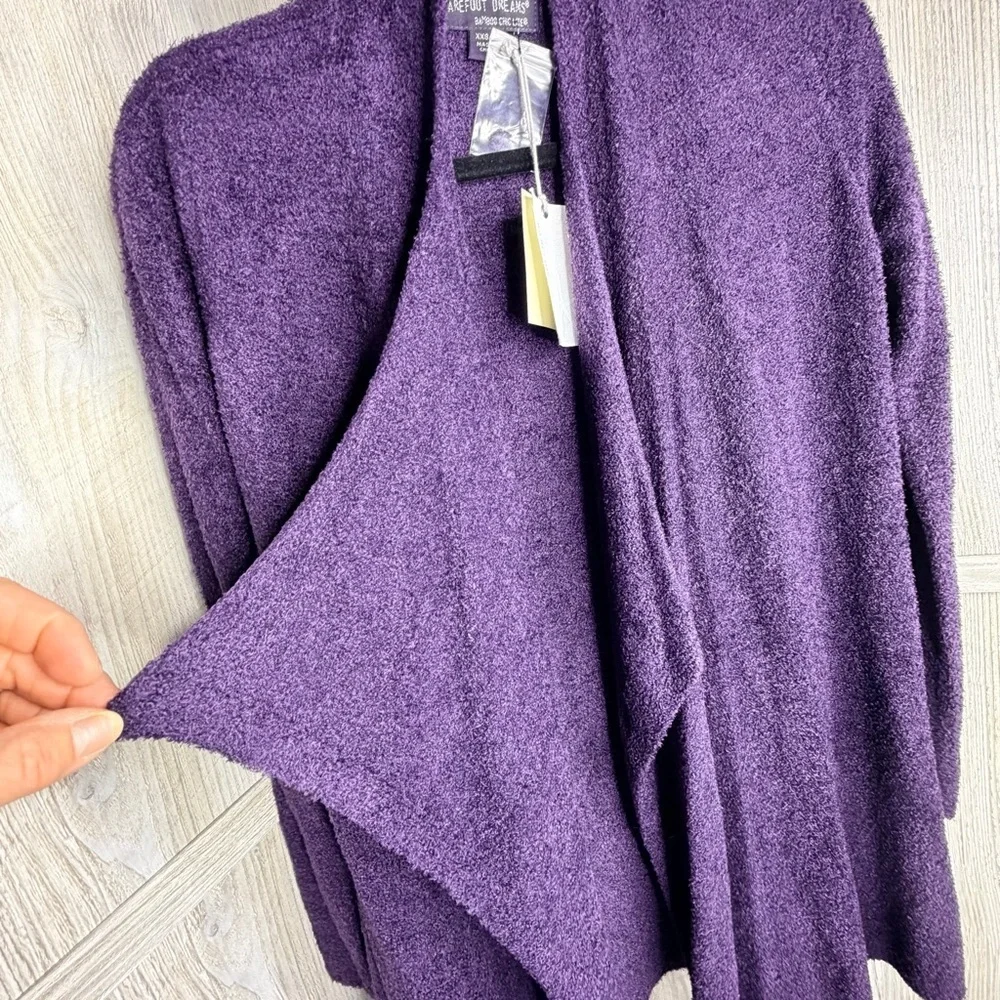 Barefoot Dreams Deep Purple Open Front Waterfall Cardigan